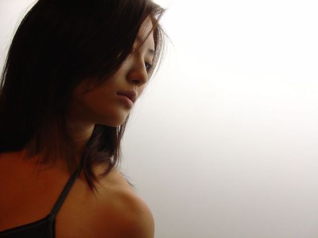 Sexy steamy asian hottie laying around in her black bikini