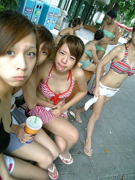 Chinese girlfriends having a all girls day out at the beach