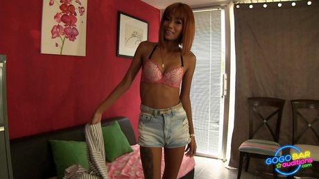 Skinny Asian teen amateur girl strips and shows her tiny tits and pussy