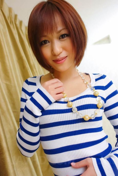 Nene Mashiro Asian with streaky blouse and nude ass gives blowjob