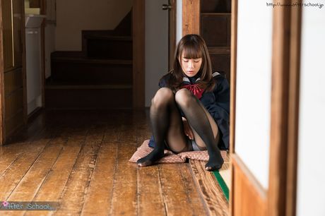 Superb Japanese schoolgirl Kitagawa Yuzu strips and masturbates in a solo