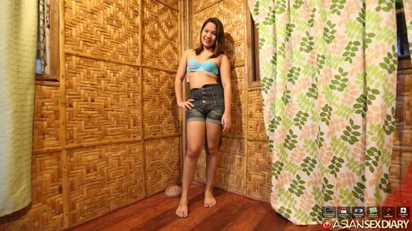 Amateur Asian Raine gets her hairy pussy licked and dicked on the beach