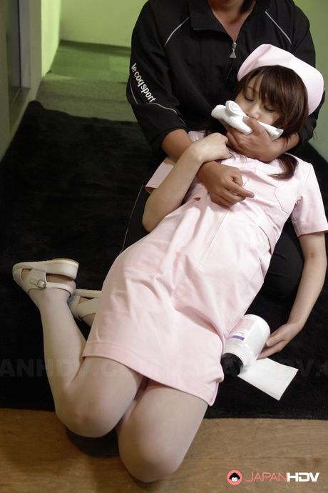 Attractive japanese redhead milf Honami Isshiki in uniform filled with a lot of dicks